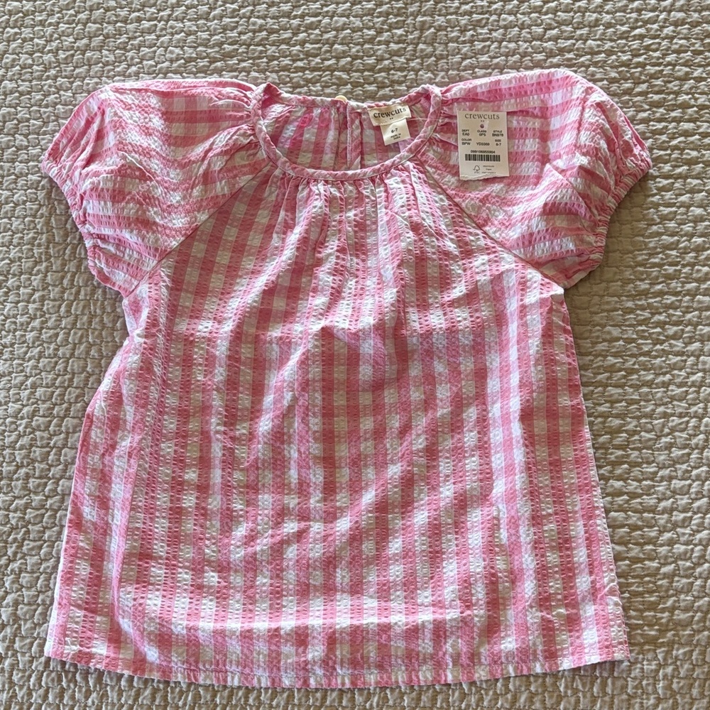 Crewcuts Pink Gingham Checkered girls blouse